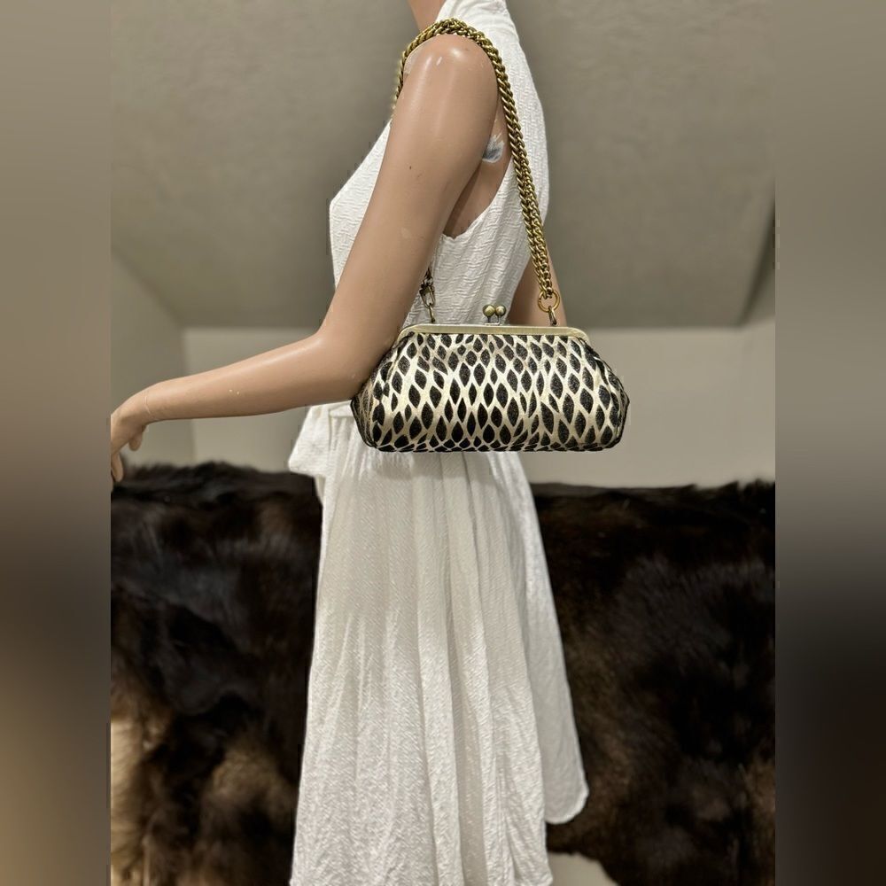 Handmade Real Hair-on Calfskin Embossed Vintage Kisslock Clutch/Crossbody - Picture 2 of 15